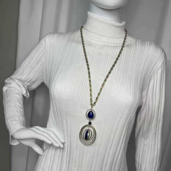 Chico's silver tone pendant necklace chunky chain link signed costume jewelry - Picture 9 of 14